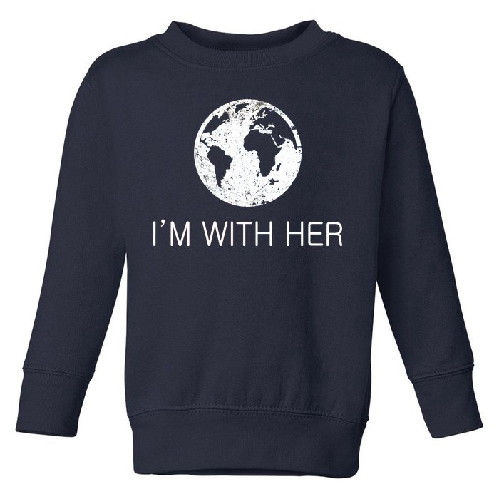 Distressed Earth Day I'm With Her Science March Toddler Sweatshirt