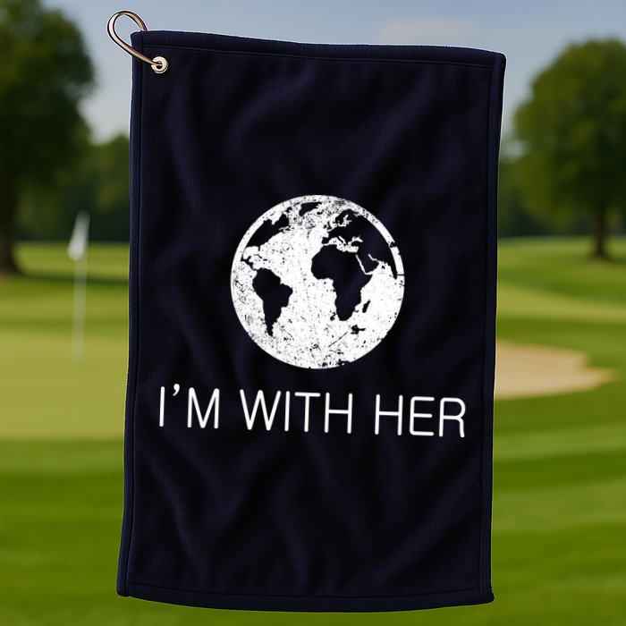 Distressed Earth Day I'm With Her Science March Golf Towel