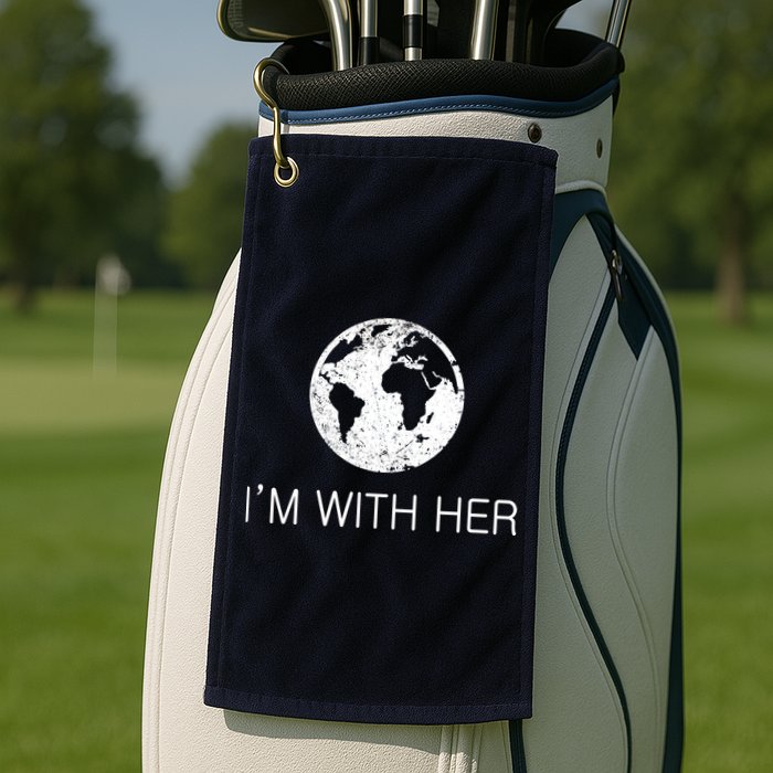 Distressed Earth Day I'm With Her Science March Golf Towel