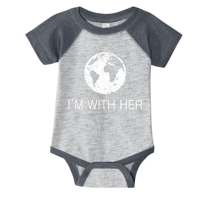 Distressed Earth Day I'm With Her Science March Infant Baby Jersey Bodysuit