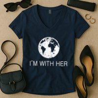 Distressed Earth Day I'm With Her Science March Women's V-Neck T-Shirt