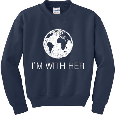 Distressed Earth Day I'm With Her Science March Kids Sweatshirt