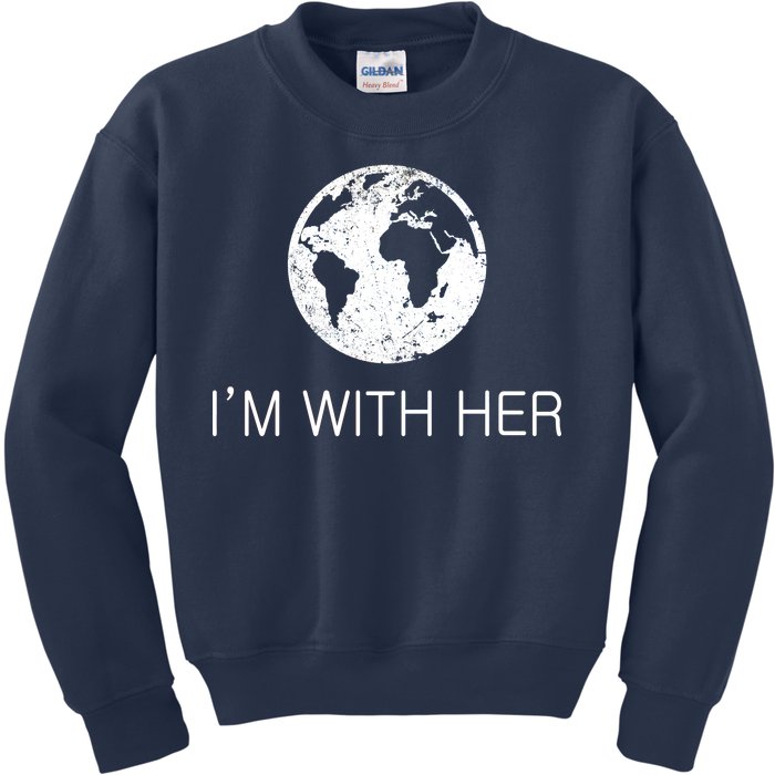 Distressed Earth Day I'm With Her Science March Kids Sweatshirt