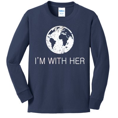 Distressed Earth Day I'm With Her Science March Kids Long Sleeve Shirt