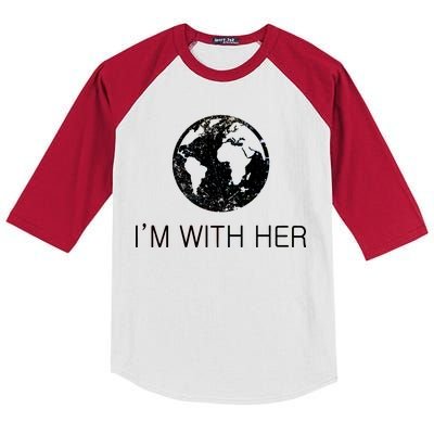 Distressed Earth Day I'm With Her Science March Kids Colorblock Raglan Jersey