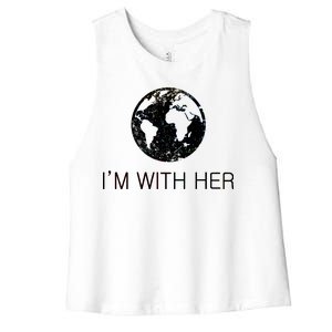 Distressed Earth Day I'm With Her Science March Women's Racerback Cropped Tank