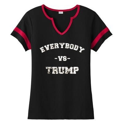 Distressed Everybody VS Trump Ladies Halftime Notch Neck Tee