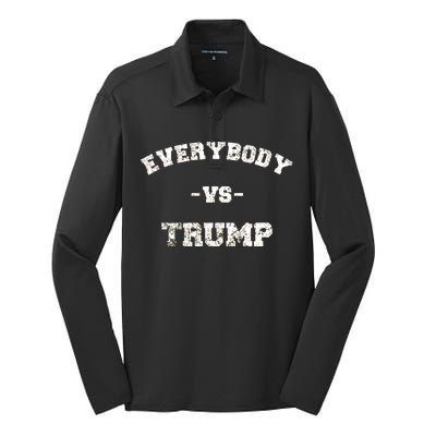 Distressed Everybody VS Trump Silk Touch Performance Long Sleeve Polo