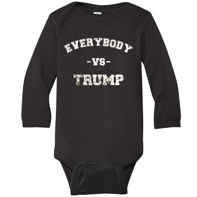 Distressed Everybody VS Trump Baby Long Sleeve Bodysuit