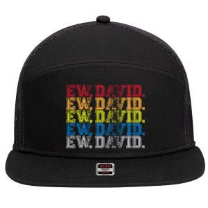 Distressed Ew, David 7 Panel Mesh Trucker Snapback Hat