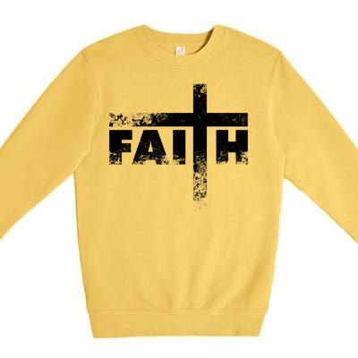 Distressed Faith Cross  Premium Crewneck Sweatshirt