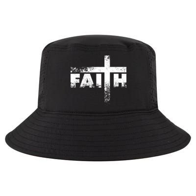 Distressed Faith Cross  Cool Comfort Performance Bucket Hat