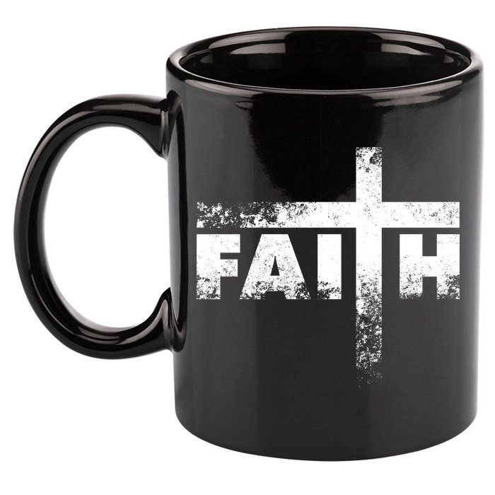 Distressed Faith Cross  11oz C Handle Ceramic Mug