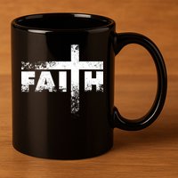 Distressed Faith Cross  11oz C Handle Ceramic Mug