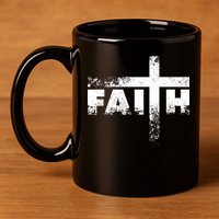 Distressed Faith Cross  11oz C Handle Ceramic Mug
