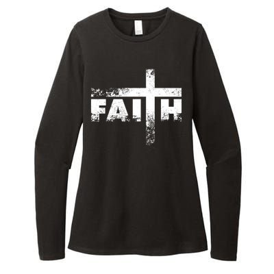 Distressed Faith Cross  Womens CVC Long Sleeve Shirt