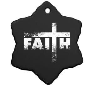 Distressed Faith Cross  Ceramic Star Ornament