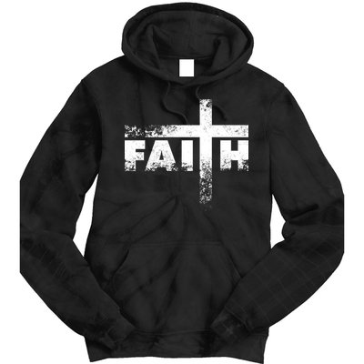 Distressed Faith Cross  Tie Dye Hoodie