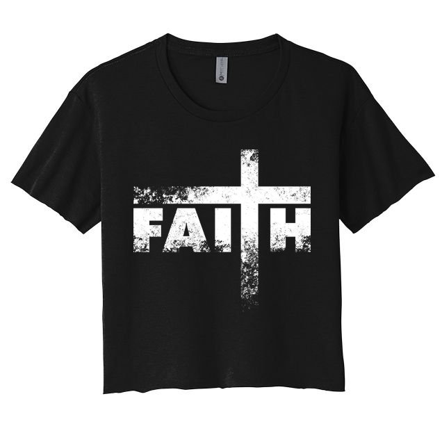 Distressed Faith Cross  Crop Top