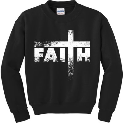 Distressed Faith Cross  Kids Sweatshirt