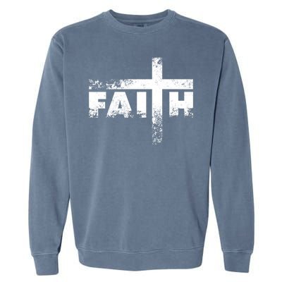 Distressed Faith Cross  Garment-Dyed Sweatshirt