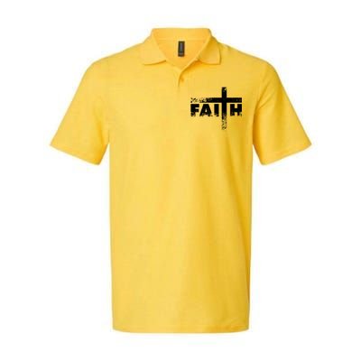 Distressed Faith Cross  Softstyle Adult Sport Polo