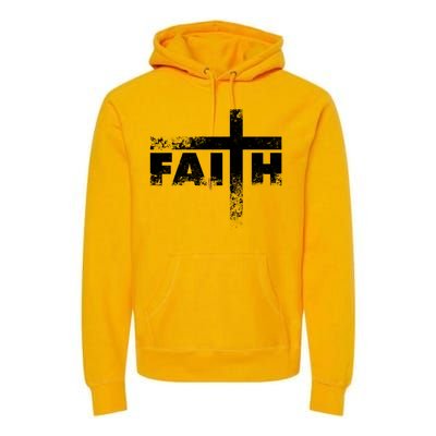 Distressed Faith Cross  Premium Hoodie