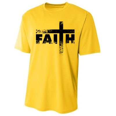 Distressed Faith Cross  Performance Sprint T-Shirt