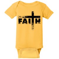 Distressed Faith Cross  Baby Bodysuit