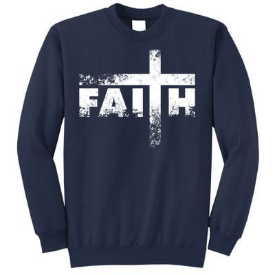 Distressed Faith Cross  Sweatshirt