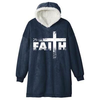 Distressed Faith Cross  Hooded Wearable Blanket