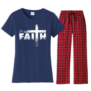 Distressed Faith Cross  Women's Flannel Pajama Set