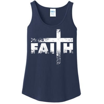 Distressed Faith Cross  Ladies Essential Tank