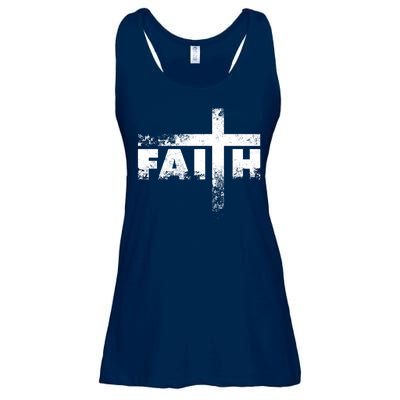 Distressed Faith Cross  Ladies Essential Flowy Tank