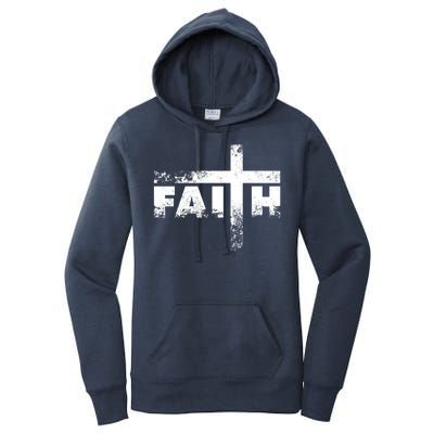 Distressed Faith Cross  Women's Pullover Hoodie