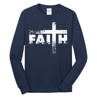 Distressed Faith Cross  Tall Long Sleeve T-Shirt