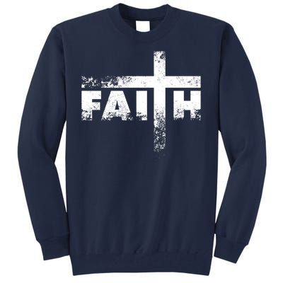 Distressed Faith Cross  Tall Sweatshirt