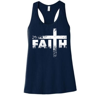 Distressed Faith Cross  Women's Racerback Tank