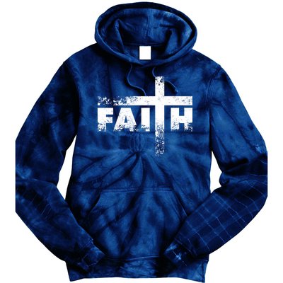 Distressed Faith Cross  Tie Dye Hoodie