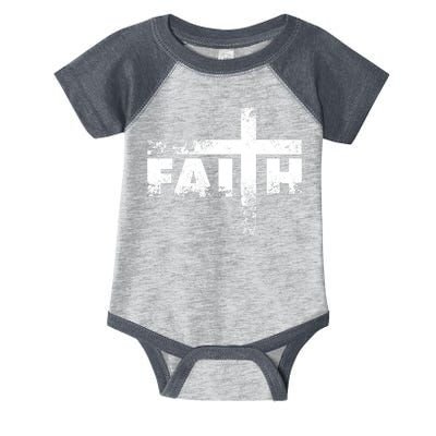 Distressed Faith Cross  Infant Baby Jersey Bodysuit