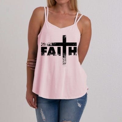 Distressed Faith Cross  Women's Strappy Tank