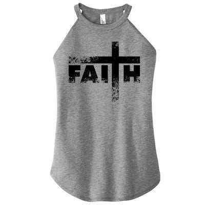 Distressed Faith Cross  Women's Perfect Tri Rocker Tank