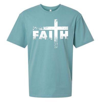 Distressed Faith Cross  Sueded Cloud Jersey T-Shirt