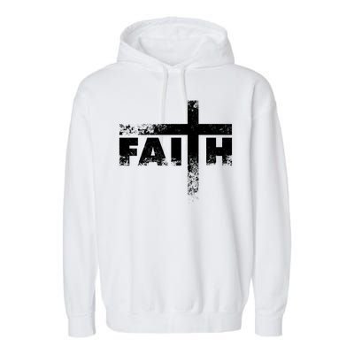 Distressed Faith Cross  Garment-Dyed Fleece Hoodie