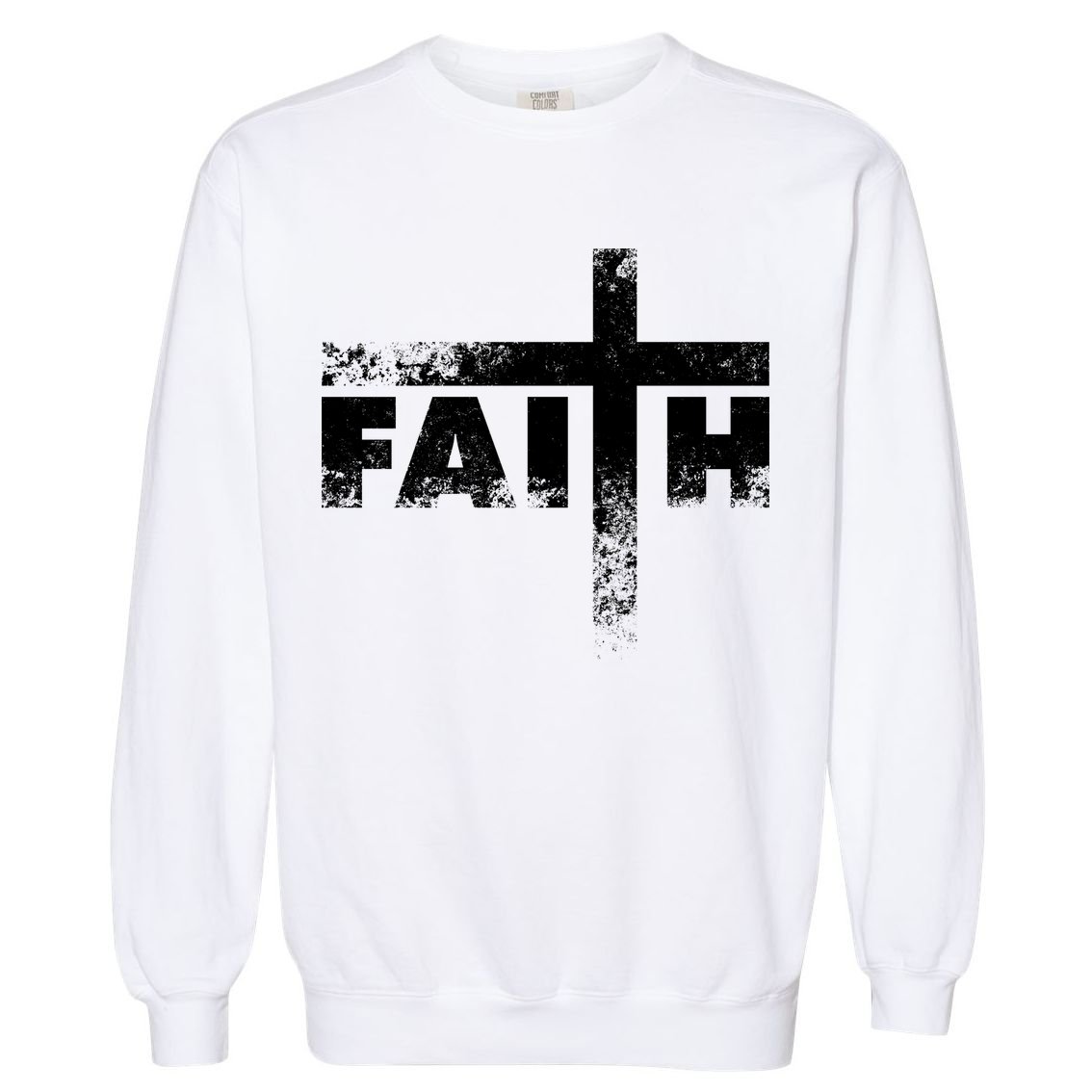 Distressed Faith Cross  Garment-Dyed Sweatshirt