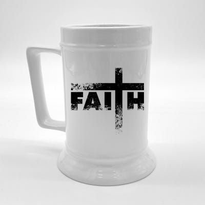 Distressed Faith Cross  Beer Stein