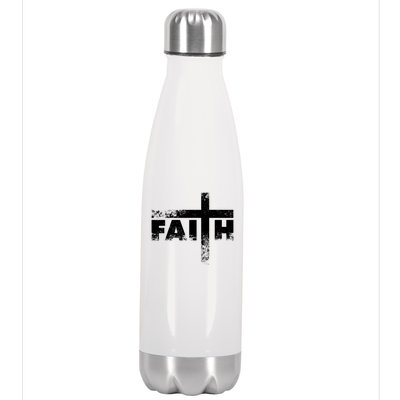 Distressed Faith Cross  Stainless Steel Insulated Water Bottle