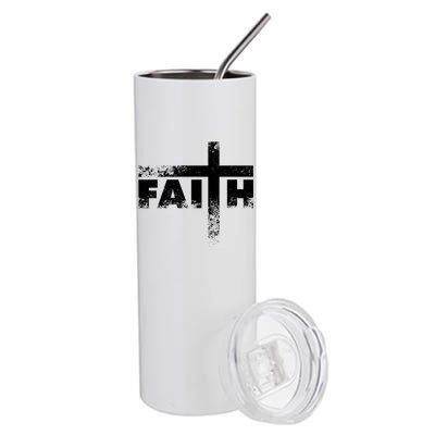 Distressed Faith Cross  Stainless Steel Tumbler