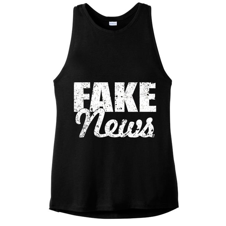 Distressed Fake News Logo Ladies PosiCharge Tri-Blend Wicking Tank