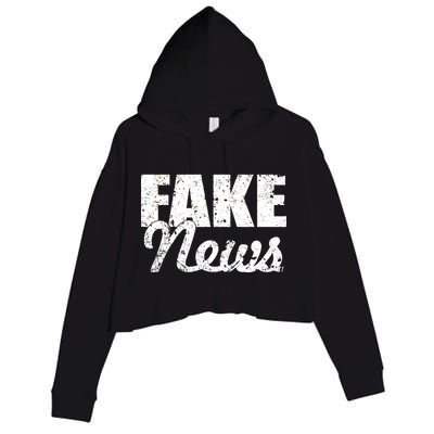 Distressed Fake News Logo Crop Fleece Hoodie